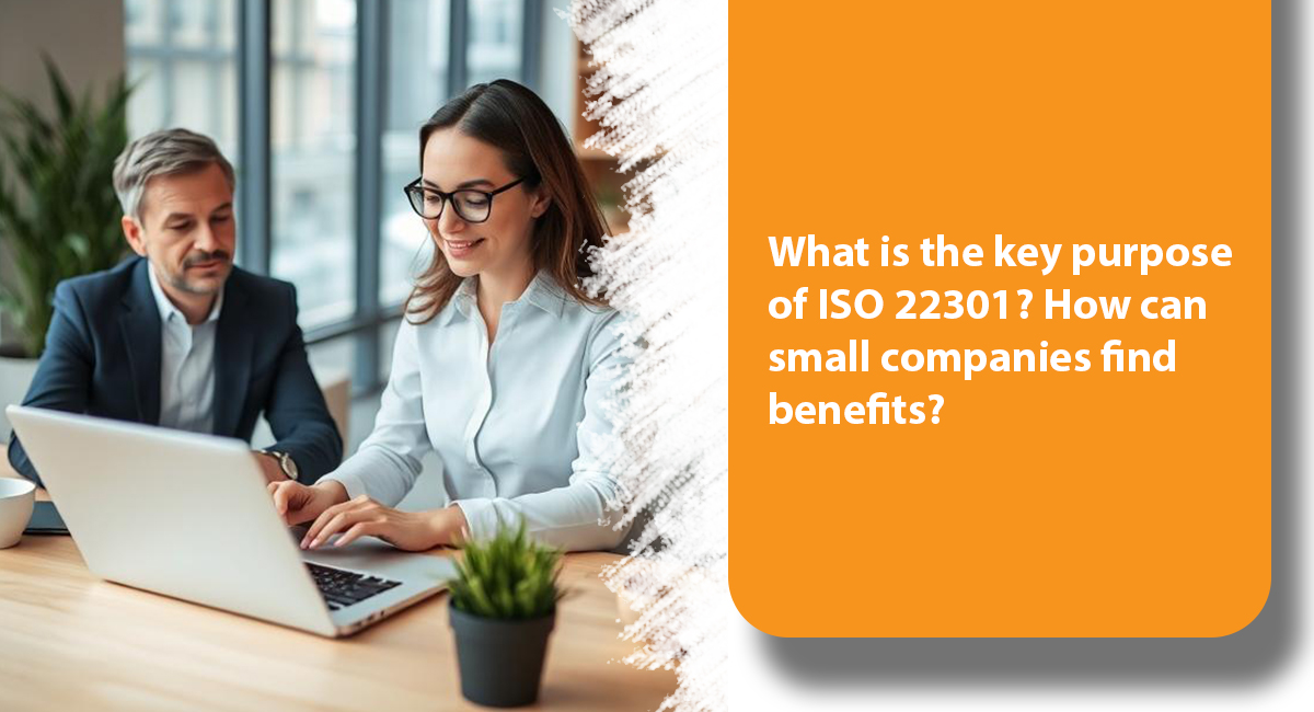What is the key purpose of ISO 22301? How can small companies find benefits? What is the key purpose of ISO 22301